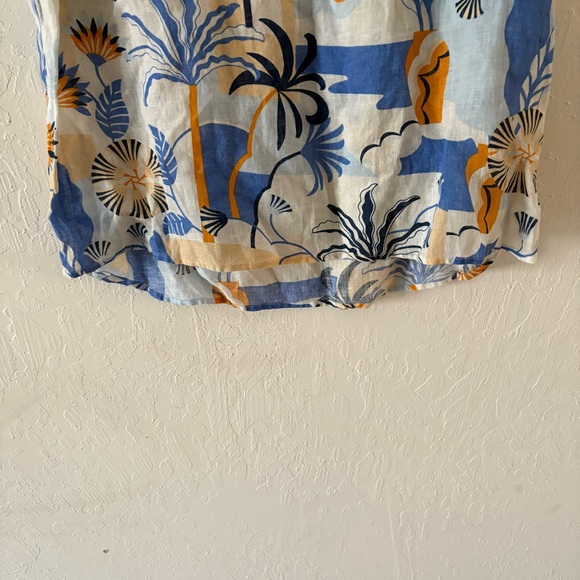 NWT Nicole Miller New York Size 1X‎ 100% Linen Blouse Floral Print Short Sleeve - Picture 5 of 13